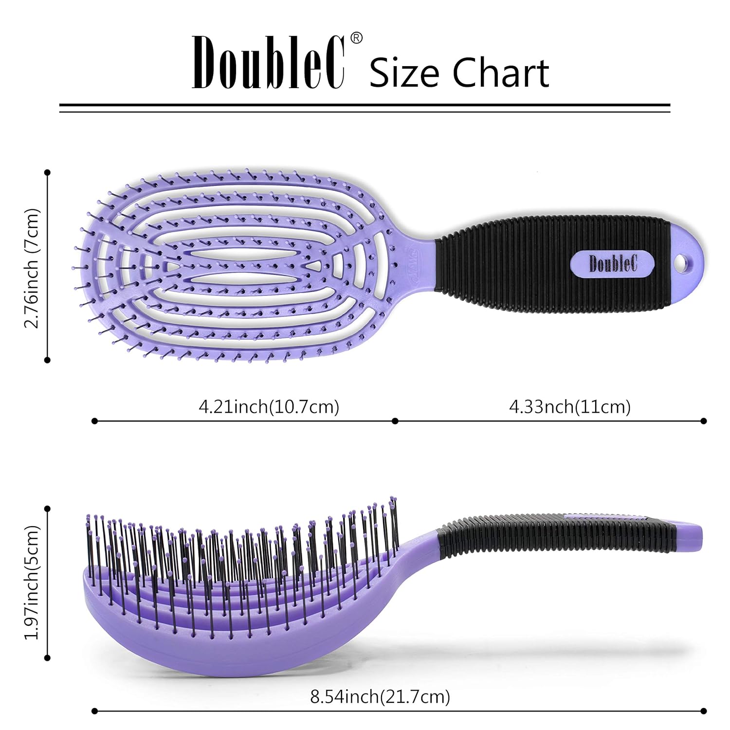 NuWay 4HAIR DoubleC Violet Detangling Brush U.S. Patented Design Hair Dryer Safe - Image 8