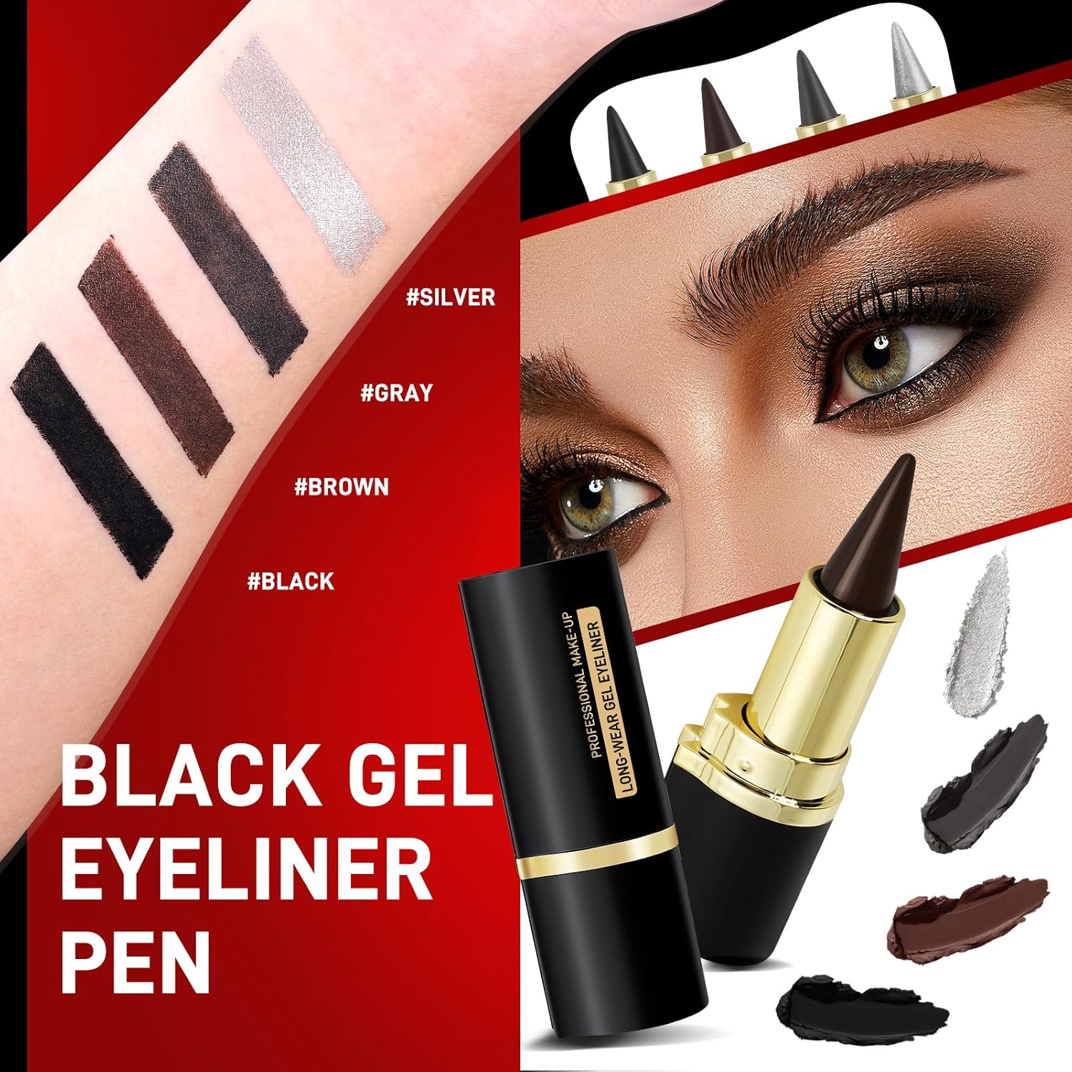 Lucoss Black Gel Eyeliner Pencil - Waterproof and Smudge Proof Face Paint Stick for Women, 0.3 oz - Image 6
