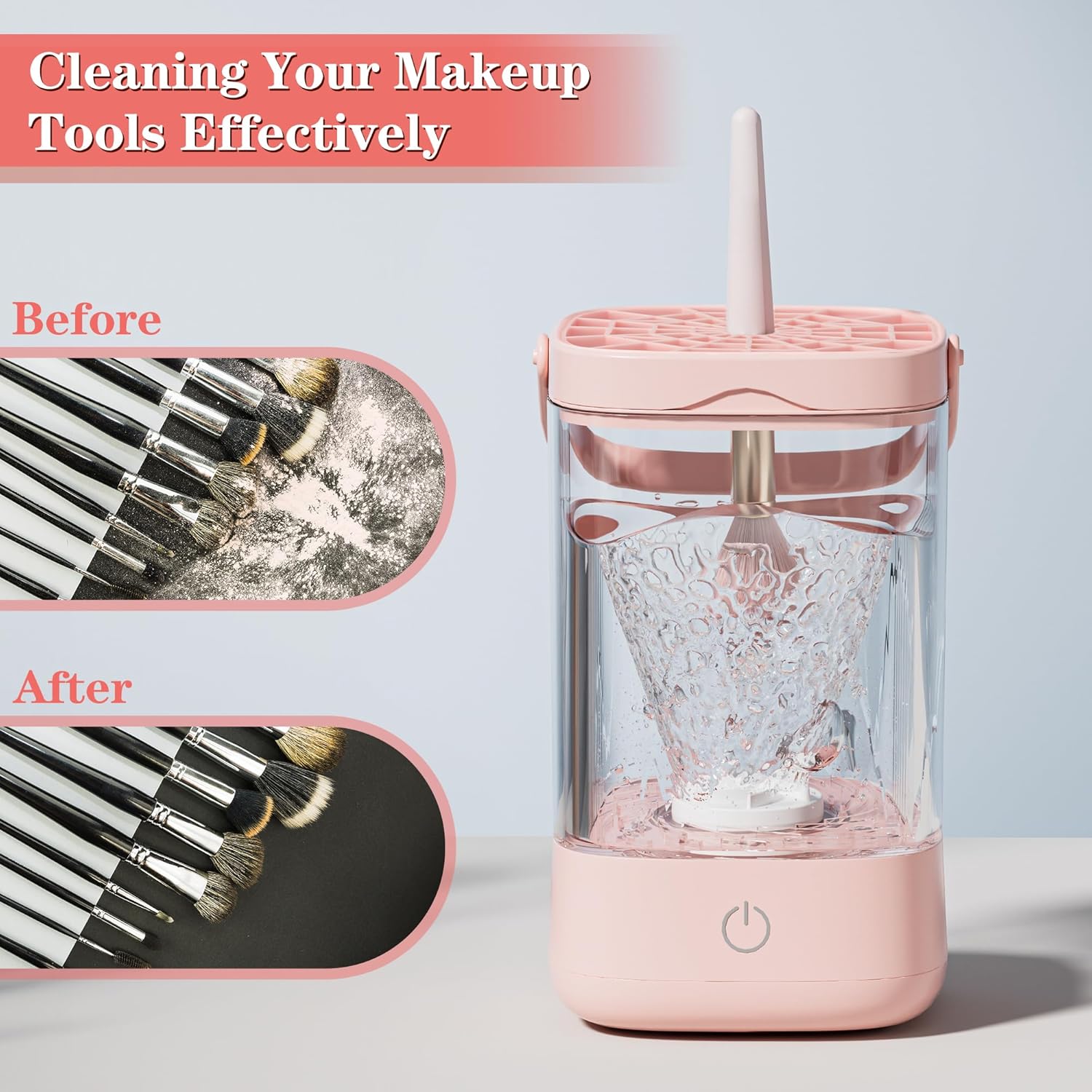 Pink Automatic Electric Makeup Brush Cleaner Spinner for All Brush Sizes - Image 5