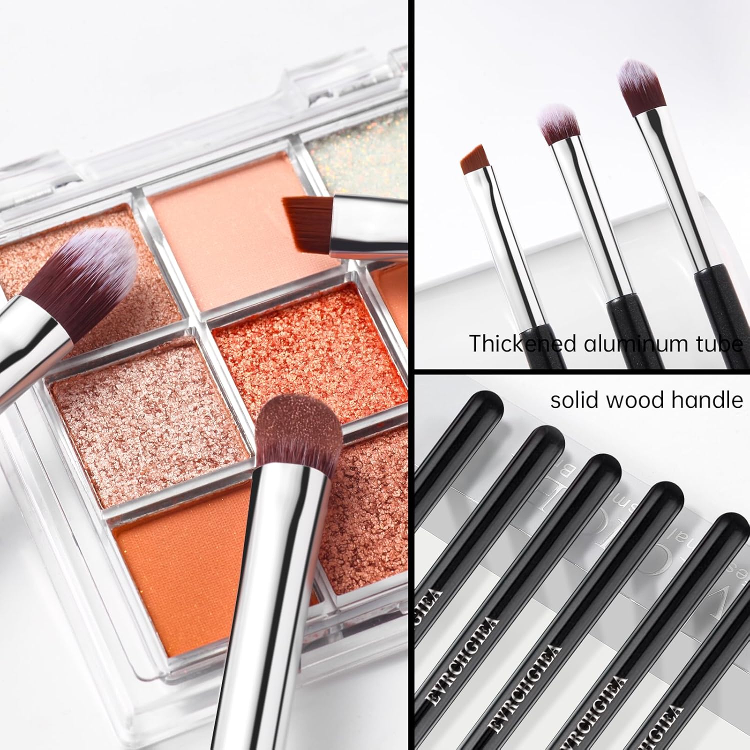 6-Piece Soft Hairs Eye Makeup Brush Set with Wood Handle for Eyeshadow Eyeliner - Image 6