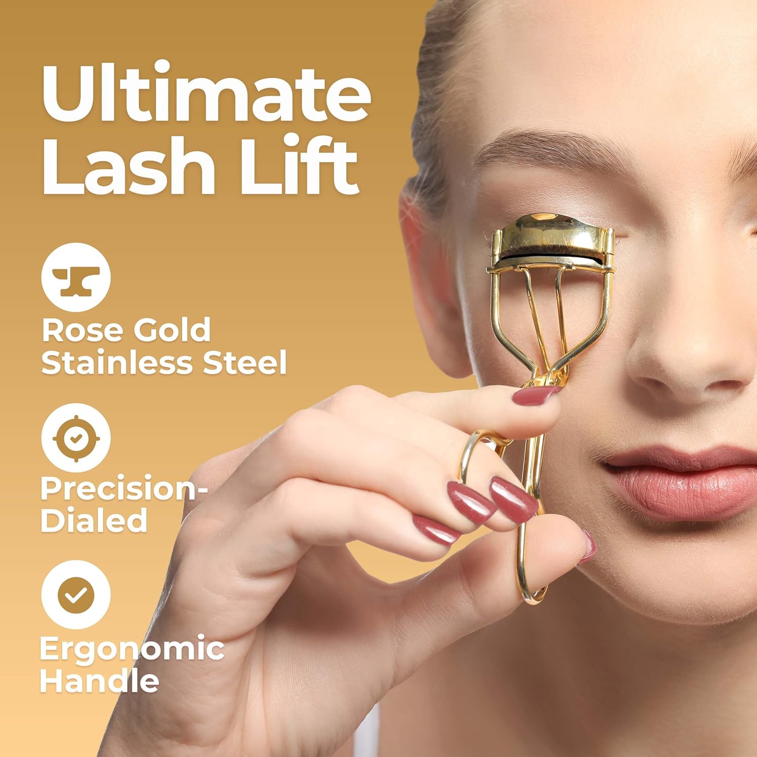 Gold Eyelash Curler Kit with 5 Refills for Perfectly Lifted Lashes - Image 2
