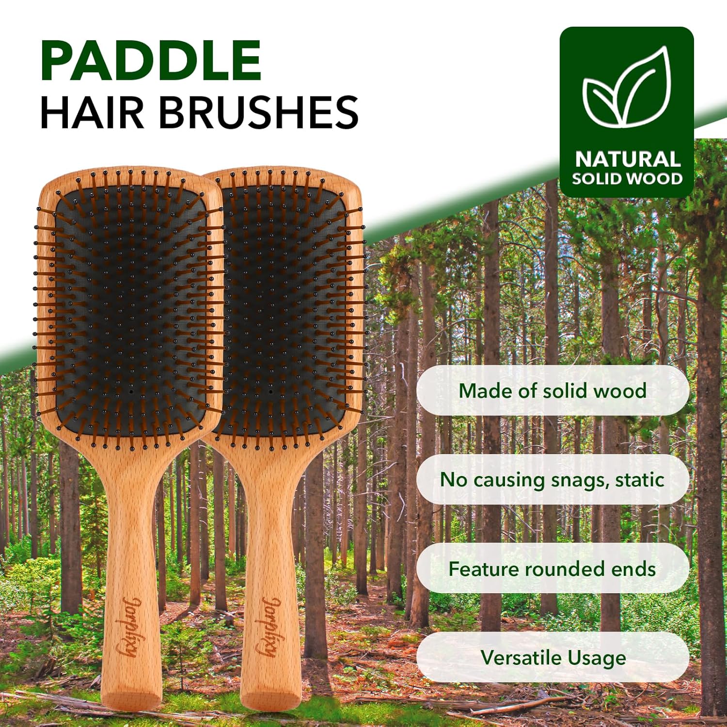 Extra Large Wooden Handle Wet Brush for All Hair Types, Curly Hair Paddle Brush for Men and Women - Image 2