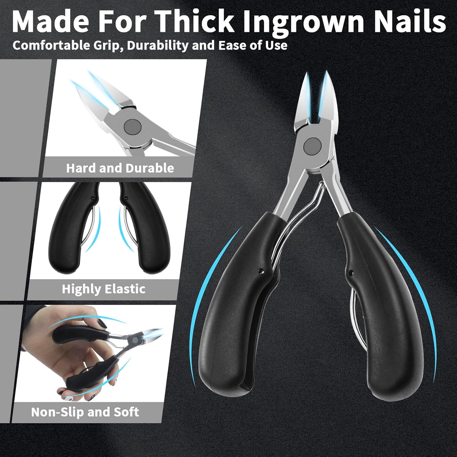 Professional 4-in-1 Stainless Steel Toenail Clippers for Thick and Ingrown Nails - Image 3