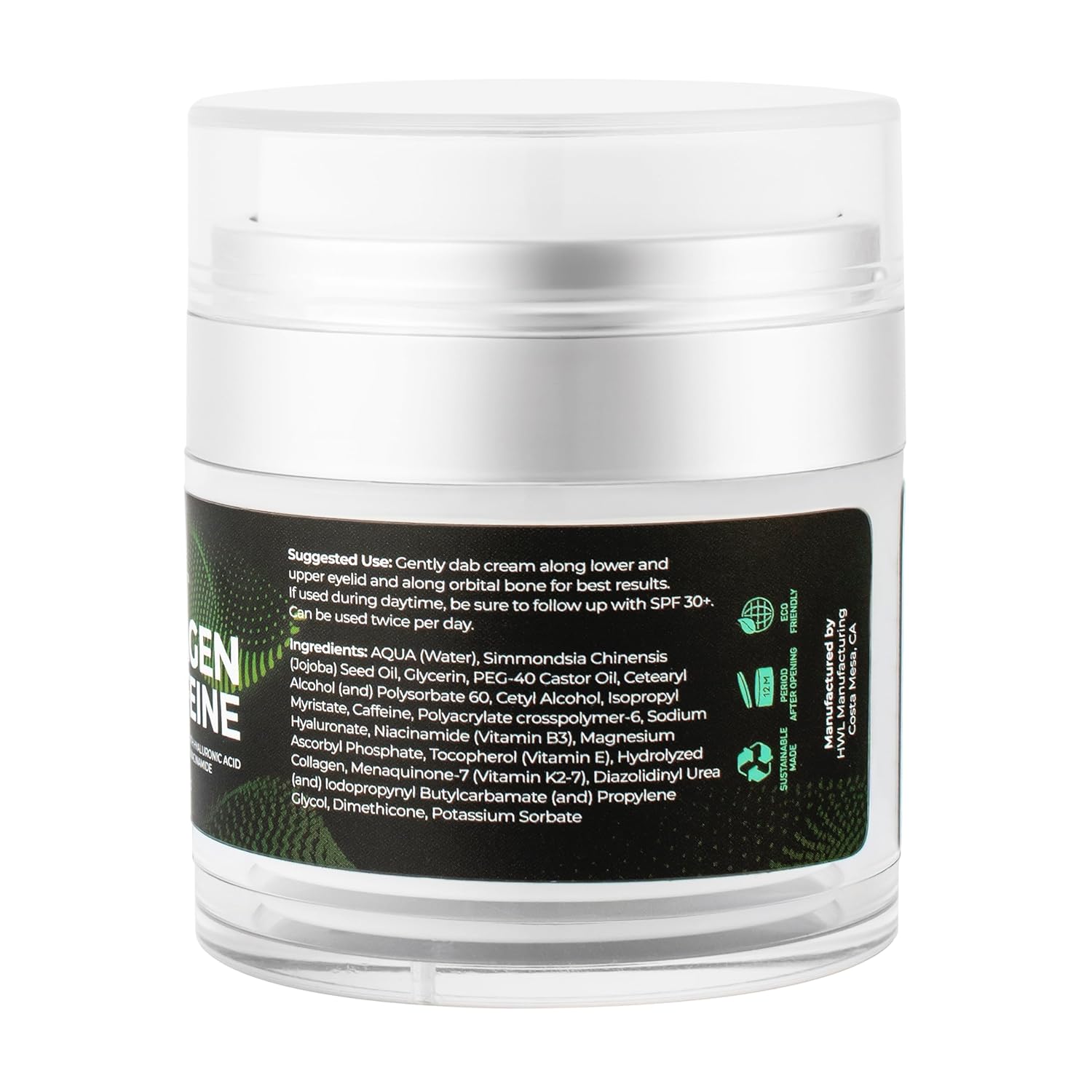 Caffeine Collagen Eye Cream for All Skin Types, Wrinkle and Puffiness Reduction, 1.7 oz - Image 3