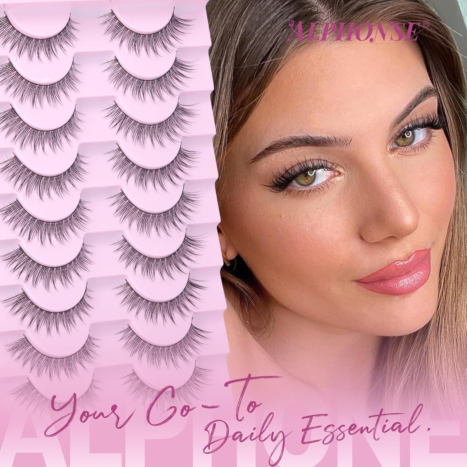ALPHONSE 10 Pairs Wispy Cat Eye False Eyelashes 13mm Short Lash Strips - Image 5