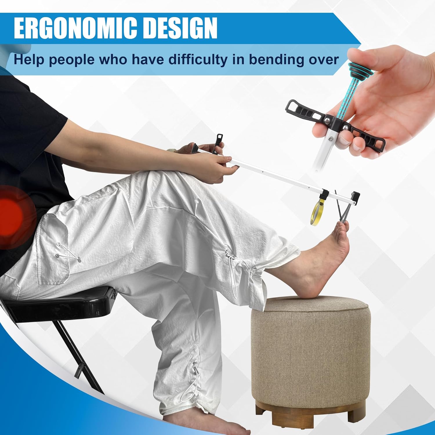 17 Inch Long Handle Toenail Clippers with Wide Jaw and Magnifier for Easy Trimming - Image 4