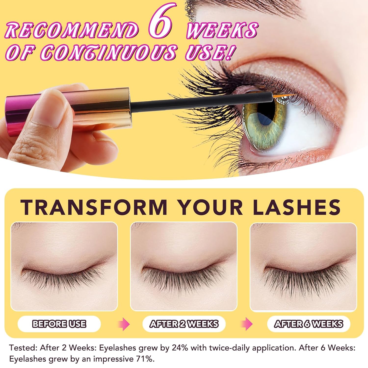 10ml Fuller, Longer-Looking Eyelash Growth Serum for Nourishing Damaged Lashes - Image 2