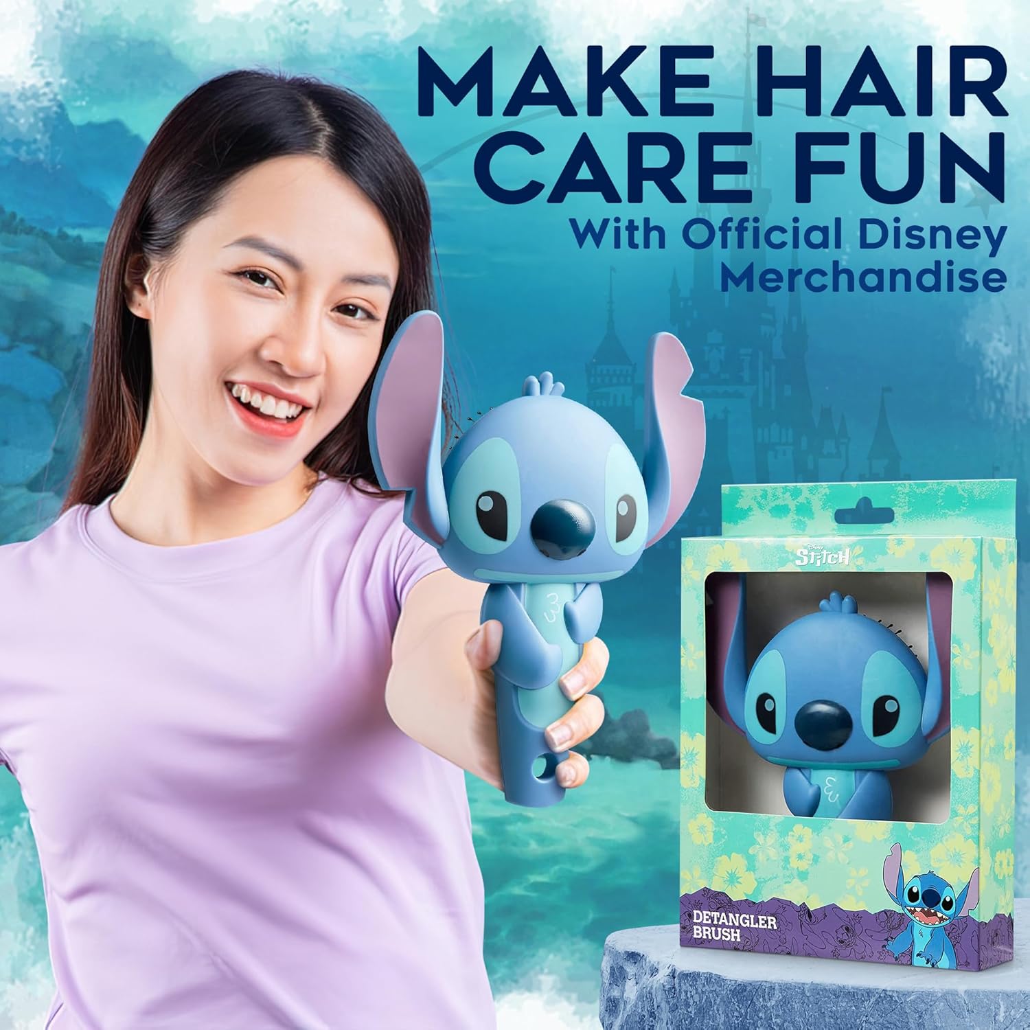 Disney Stitch 3D Paddle Hair Brush for Women and Girls Soft Bristles - Image 6