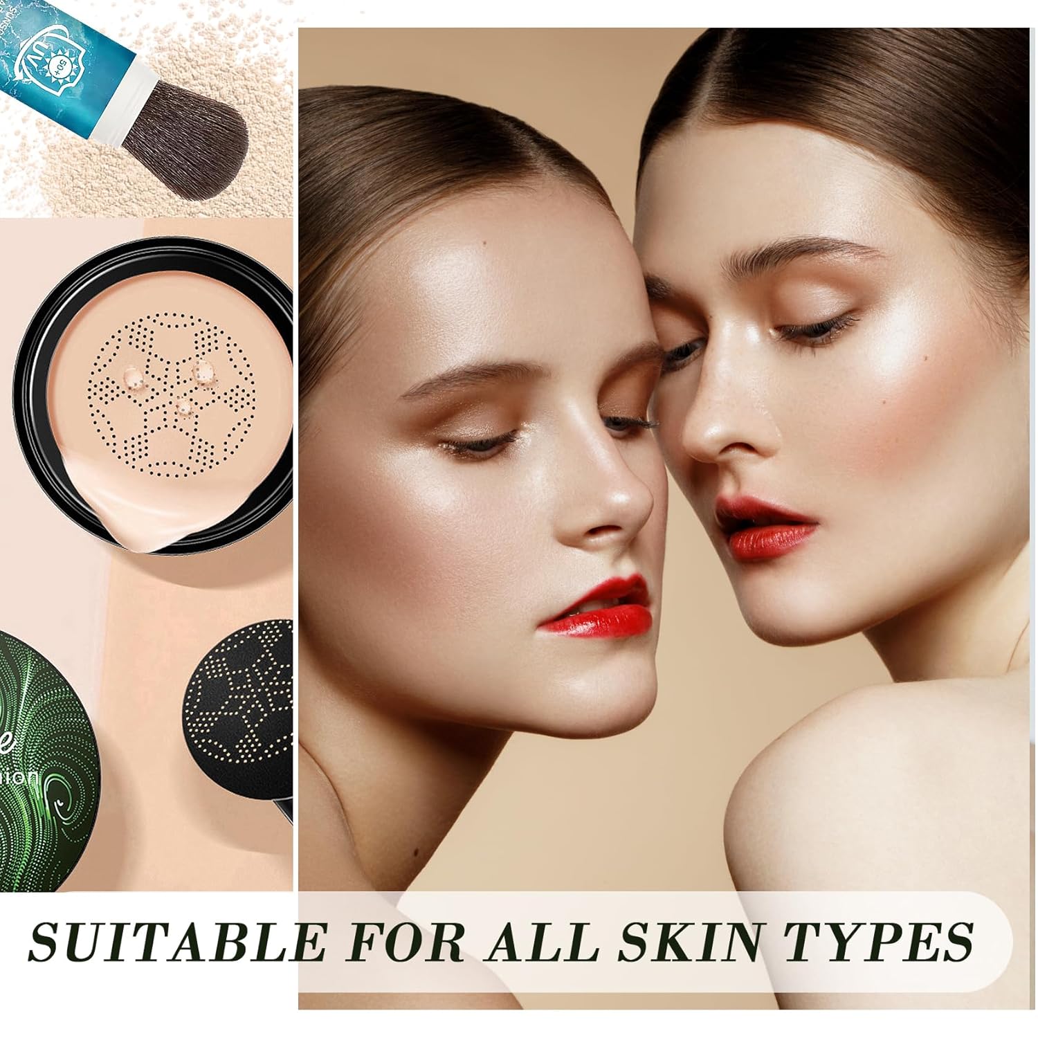 2-Piece Mushroom Head CC Cream Foundation and Setting Powder Makeup Set for All Skin Types - Image 7