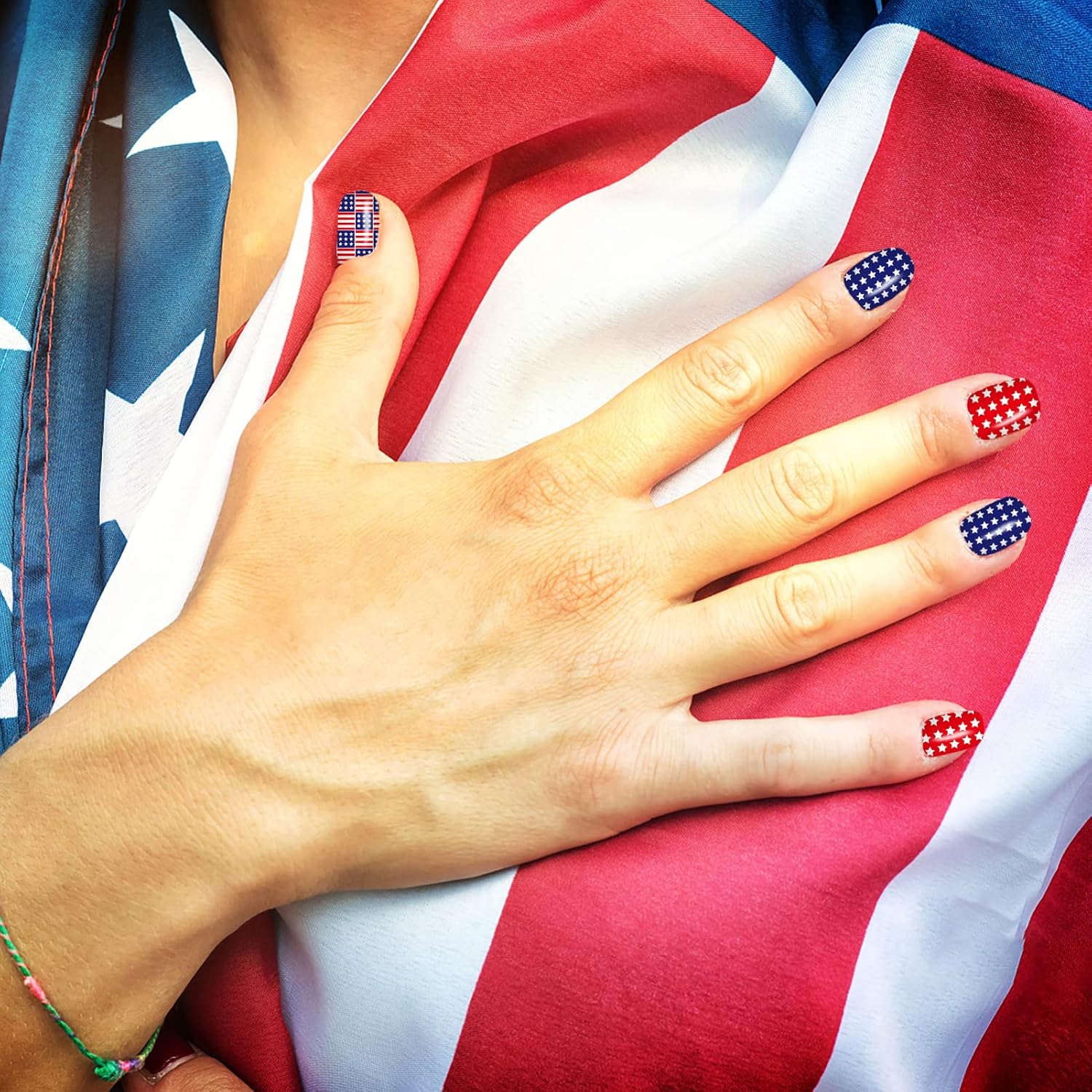 12 Sheets of 4th of July Nail Wraps Stickers with American Flag Design and Nail Files - Image 5