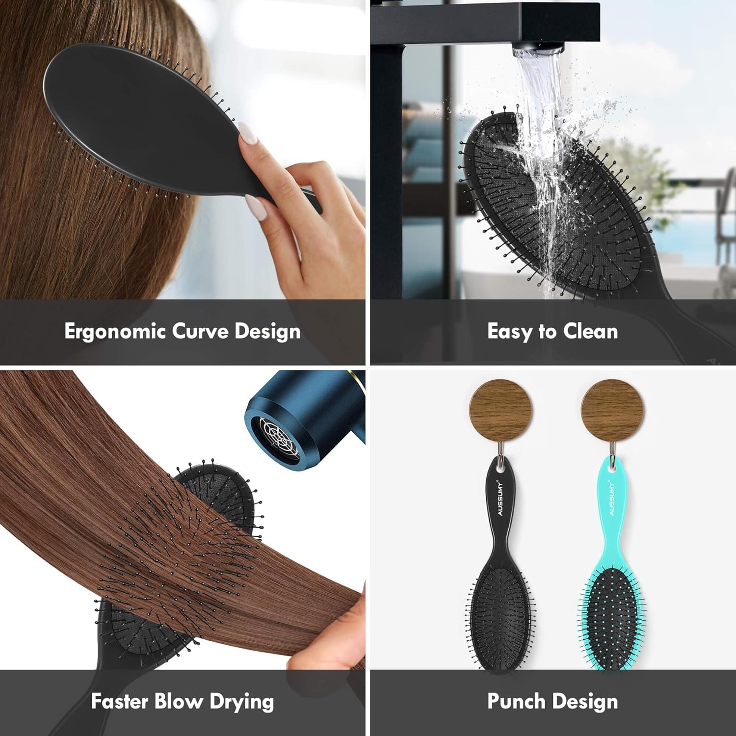 2 Pack Air Cushion Detangling Hair Brush Set with Soft Bristles for All Hair Types - Image 5
