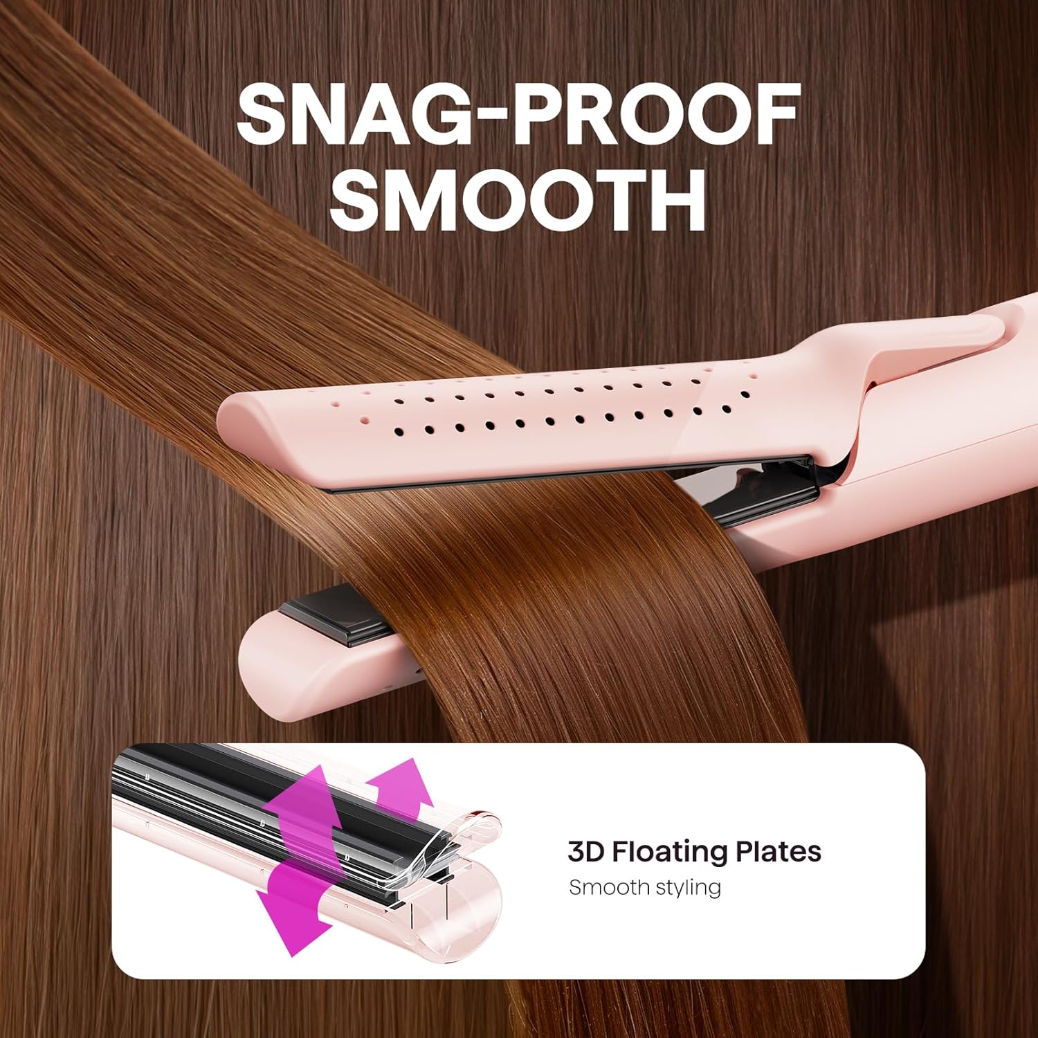 Wavytalk 2-in-1 Airflow Styler Curling Iron and Straightener, 1 Inch Barrel, Pink - Image 5