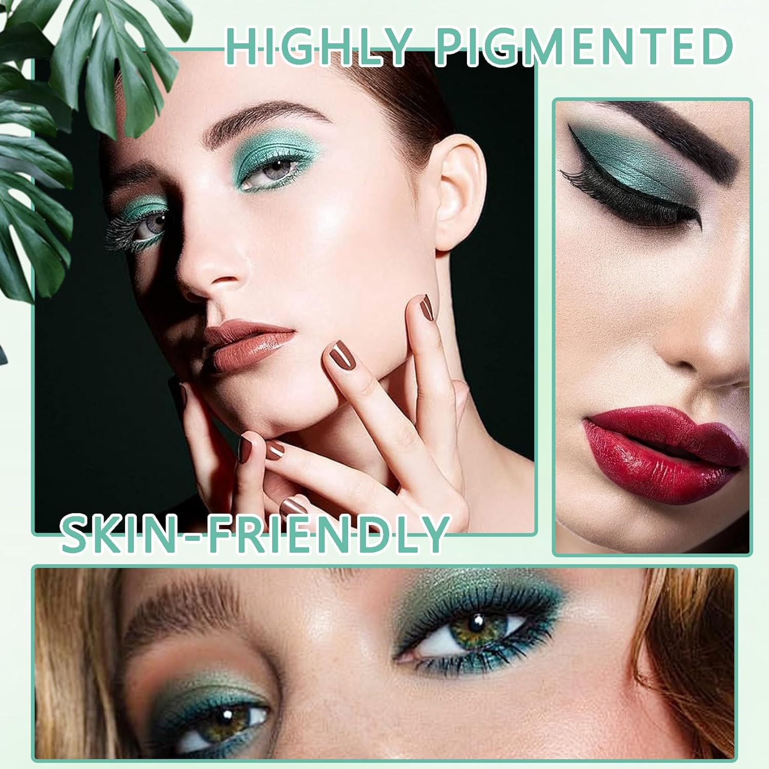 9 Color Matte Green Glitter Eyeshadow Palette Waterproof Highly Pigmented 12g - Image 6