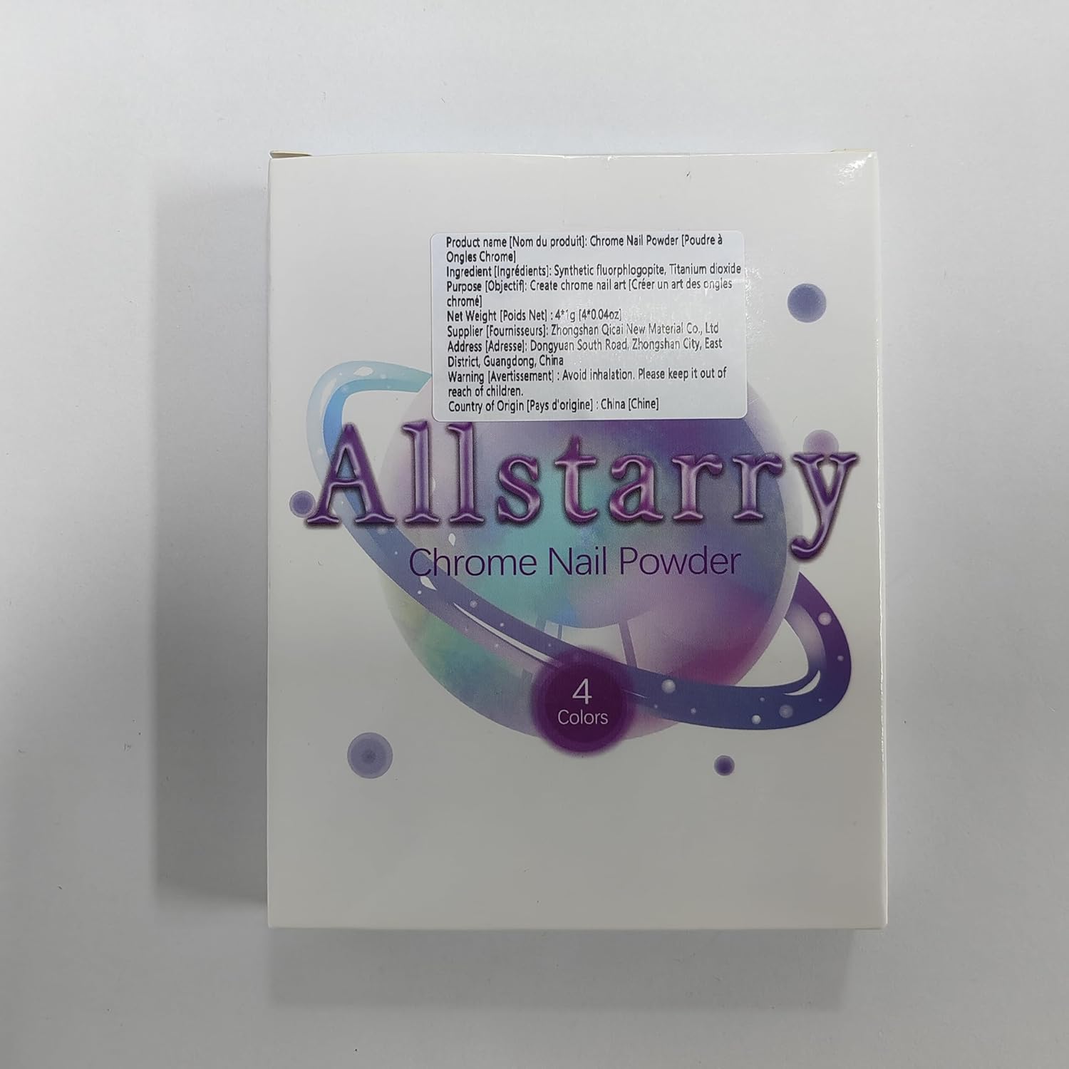 Allstarry 4-Color Metallic Chrome Nail Powder Set - Gold, Silver, Pink Holographic Glitter - Image 8