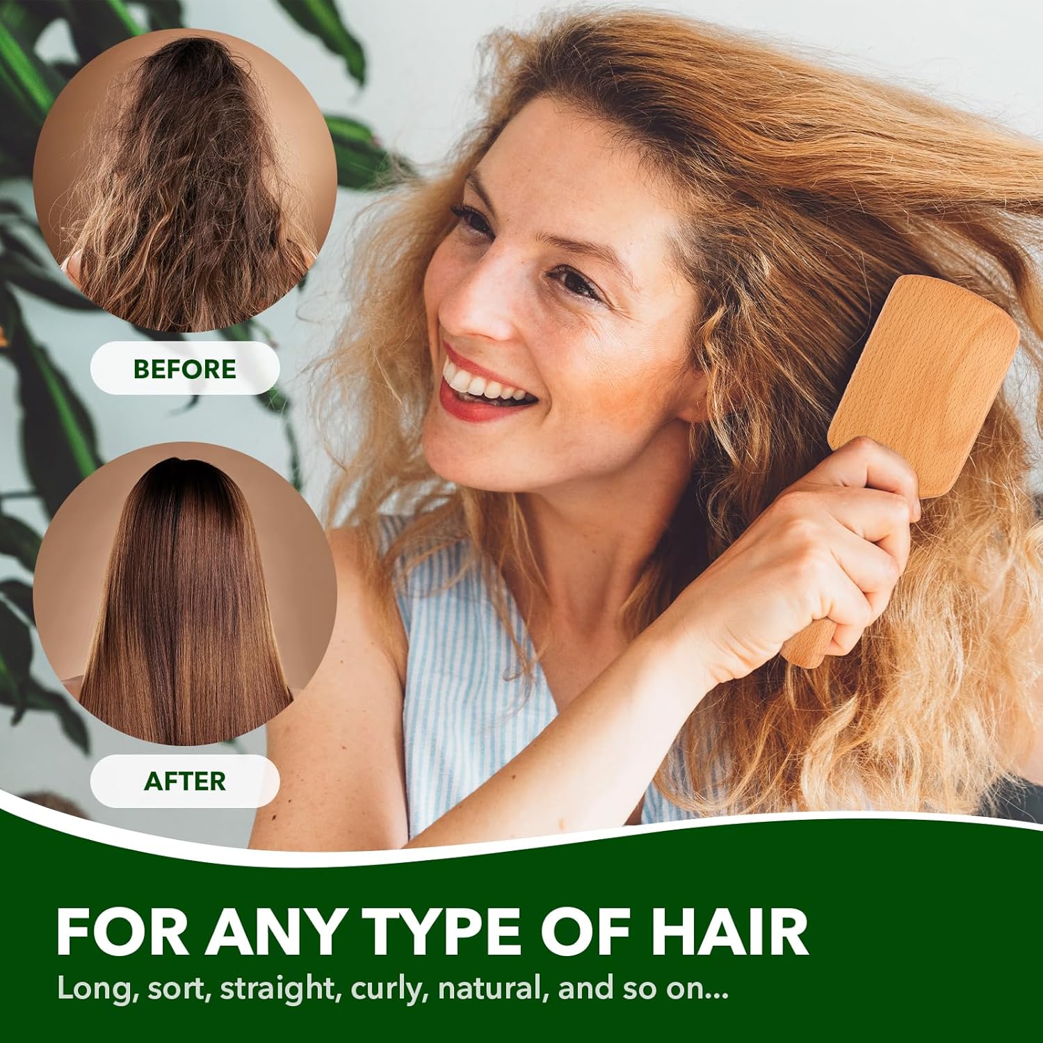 Extra Large Wooden Handle Wet Brush for All Hair Types, Curly Hair Paddle Brush for Men and Women - Image 6