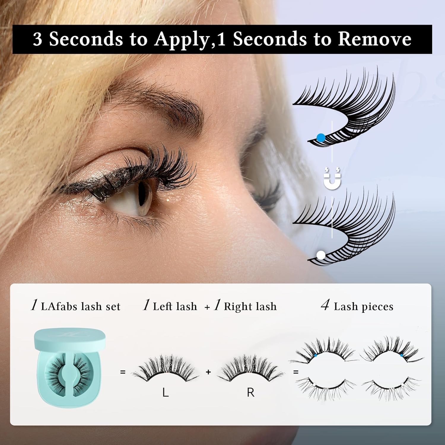 Natural Series Magnetic Eyelashes Reusable Waterproof Lightweight Wispy Look with Applicator - Image 4