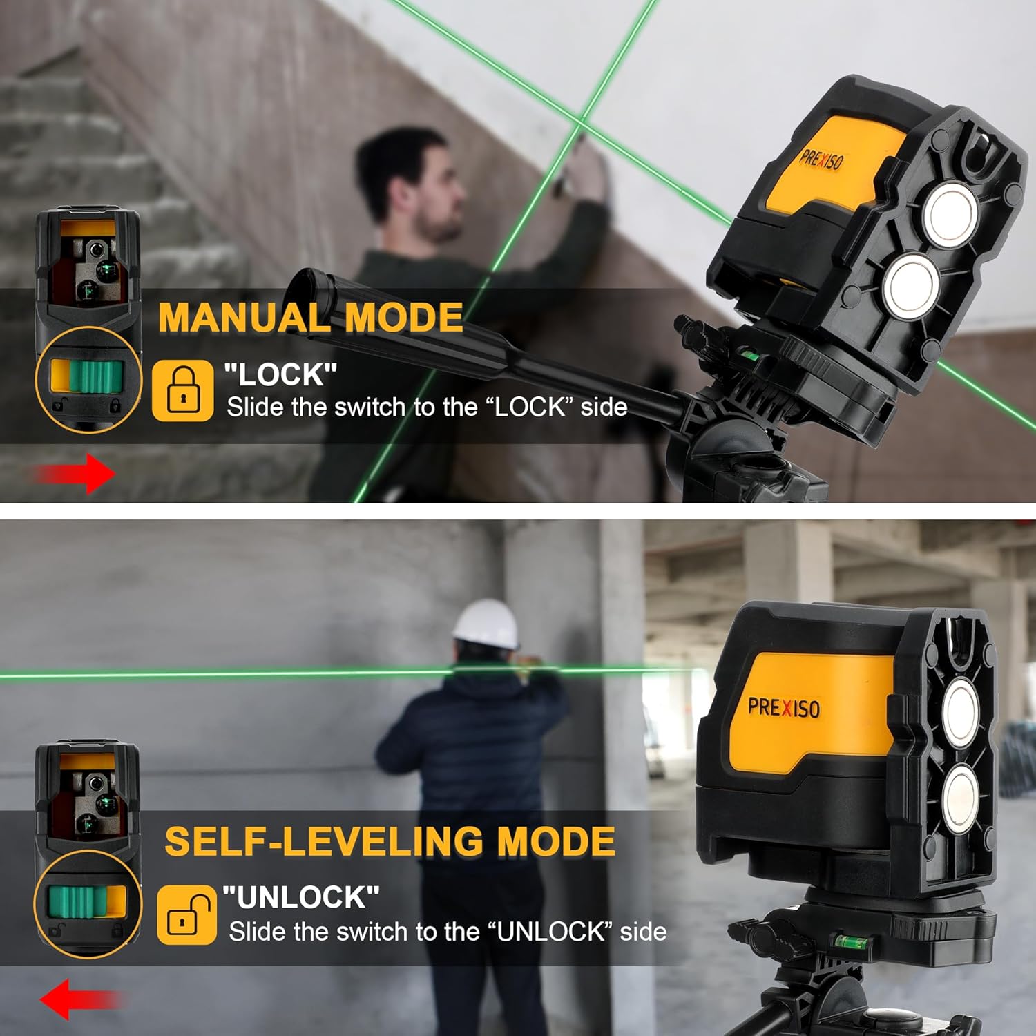 Prexiso IP54 Waterproof Laser Level with Tripod, 150 Degree Wide Angle, 100 Ft Range - Image 7