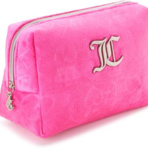 Juicy Couture Women's Cosmetics Bag - Travel Makeup and Toiletries Clutch Wedge Pouch, Hot Pink