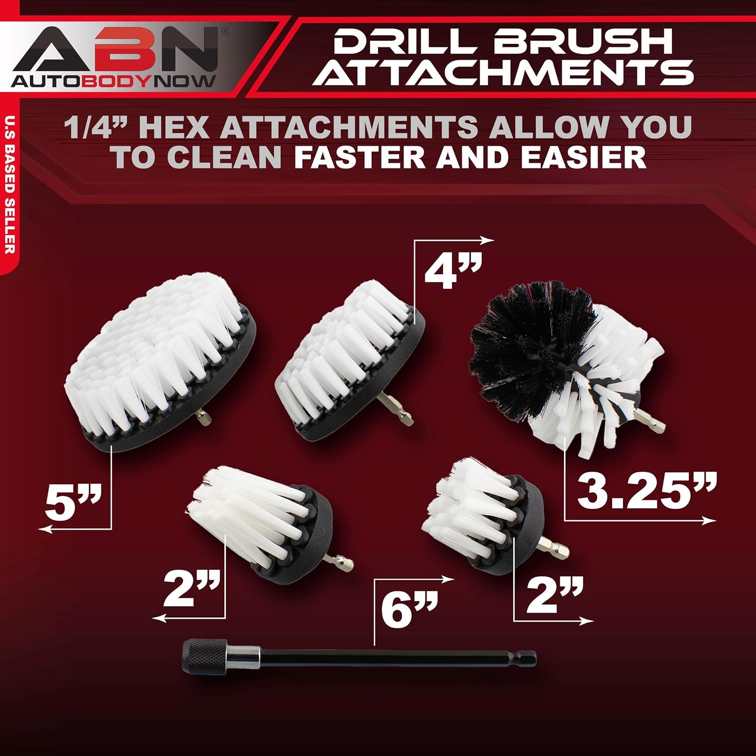 ABN 5 Piece Nylon Power Scrubber Drill Brush Kit for Home and Auto Cleaning - Image 2