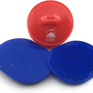 G.B.S Soft Pocket Palm Brush Portable Hair Brush and Head Scratcher Use for Women, Men, Pets Easy to Hold Massager Hair Growth Durable Pack of 3 (2 Blue Soft Pocket Palm Brush + 1 Red Head Scrubber)