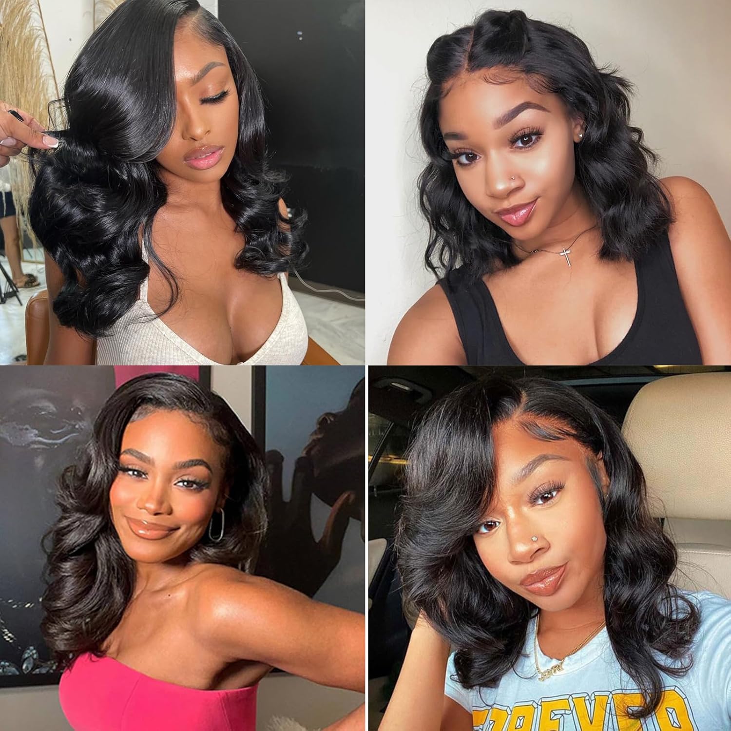 Glueless 12 Inch Human Hair Bob Wig 180% Density Body Wave Lace Front - Image 7