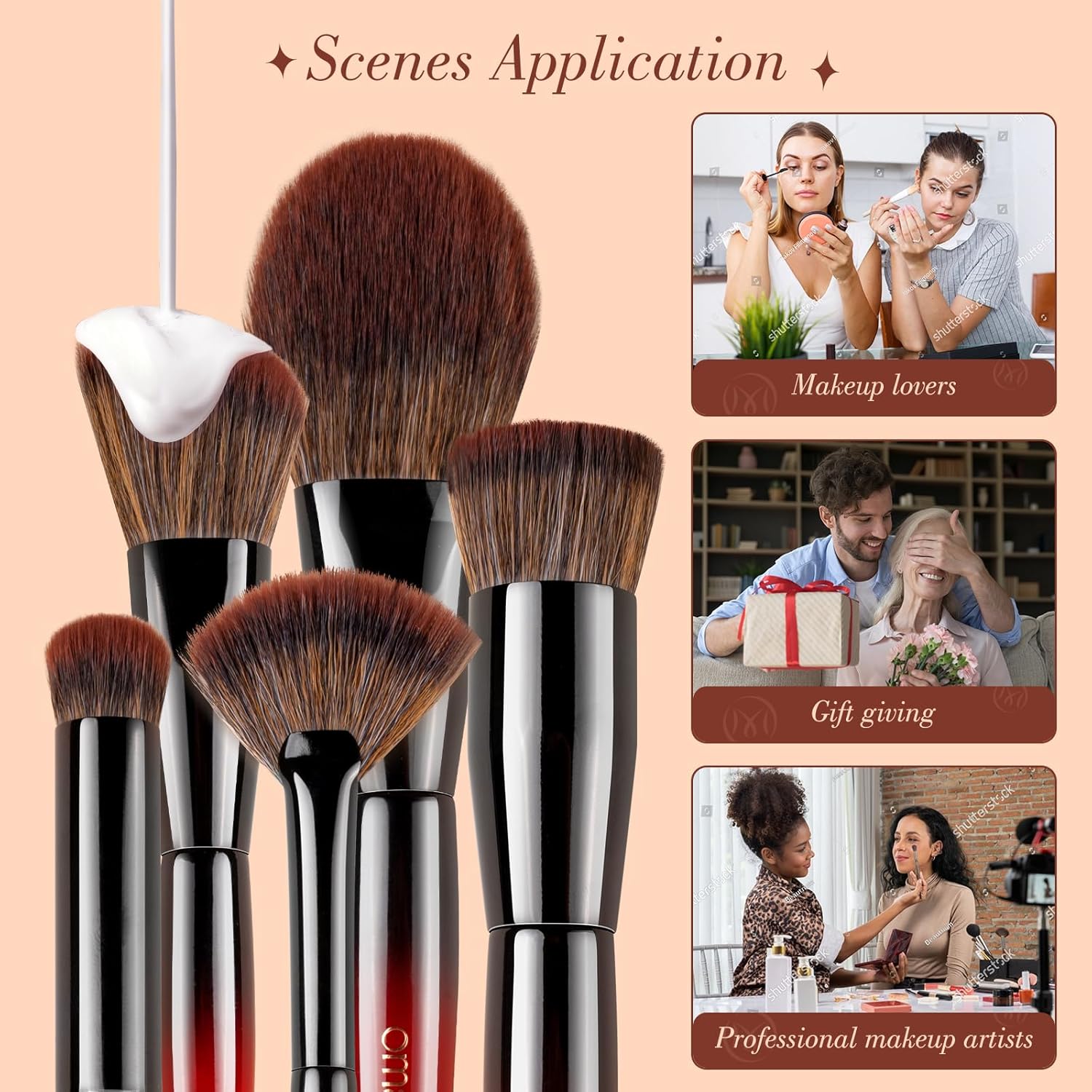 OMANIAC 17-Piece Professional Makeup Brush Set with Wooden Handles for Beginners - Image 4