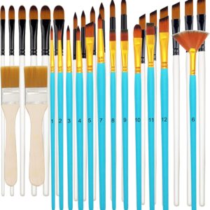 32 pcs Paint Brushes Set for Acrylic Painting,Watercolor,Oil,Inks,Gouache,Crafts, Brush Tip with Flat,Round, Angle,Filbert,Fan, Detail Brushes,Paint Brush Set for Artists and Beginners