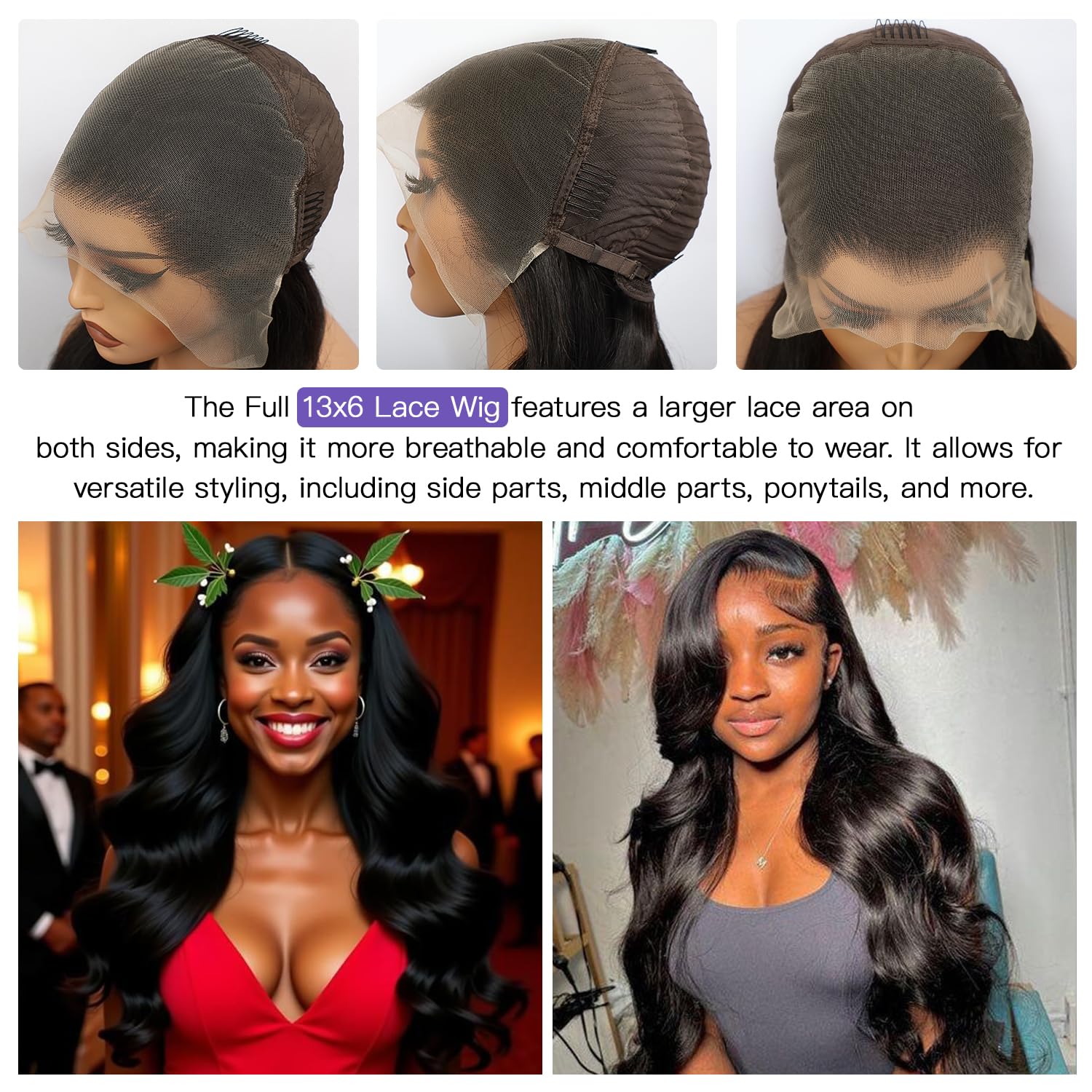 Lemoda 30 Inch 13x6 Body Wave Virgin Human Hair Lace Front Wig 210% Density - Image 3