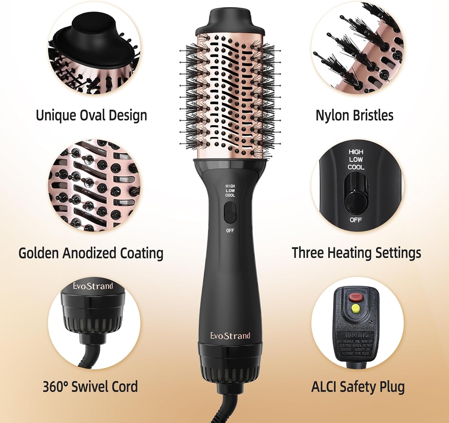 2-in-1 Professional Hair Dryer Brush Styler Volumizer 3 Heat Settings - Image 3