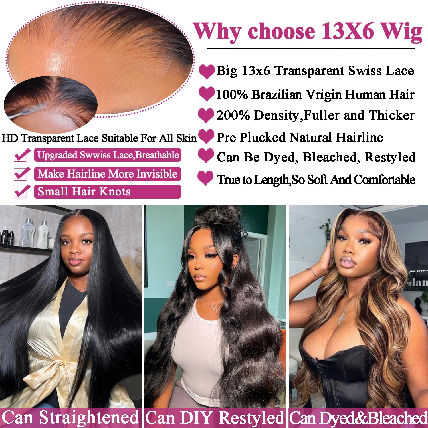 30 Inch 200% Density 13x6 Body Wave Lace Front Wig with Natural Baby Hair for Women - Image 4