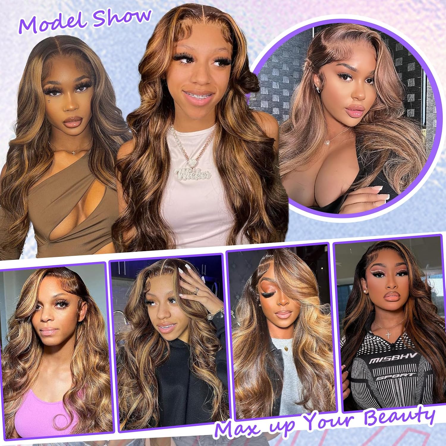 Honey Blonde Ombre 28 Inch Body Wave 180 Density Human Hair Lace Front Wig - Image 6