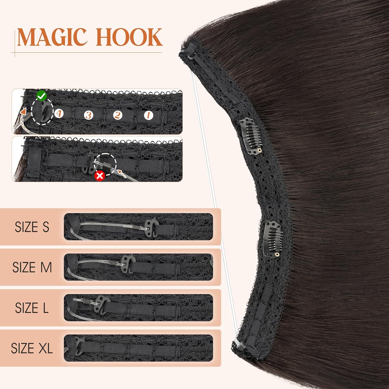 S-noilite 12inch Short Straight Halo Hair Extensions for Women in Natural Black - Image 3