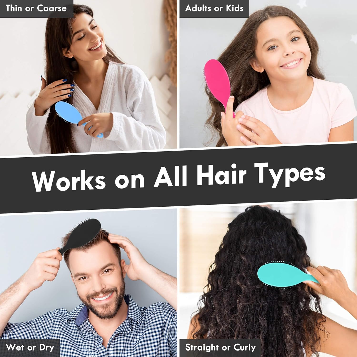 2 Pack Air Cushion Detangling Hair Brush Set with Soft Bristles for All Hair Types - Image 6