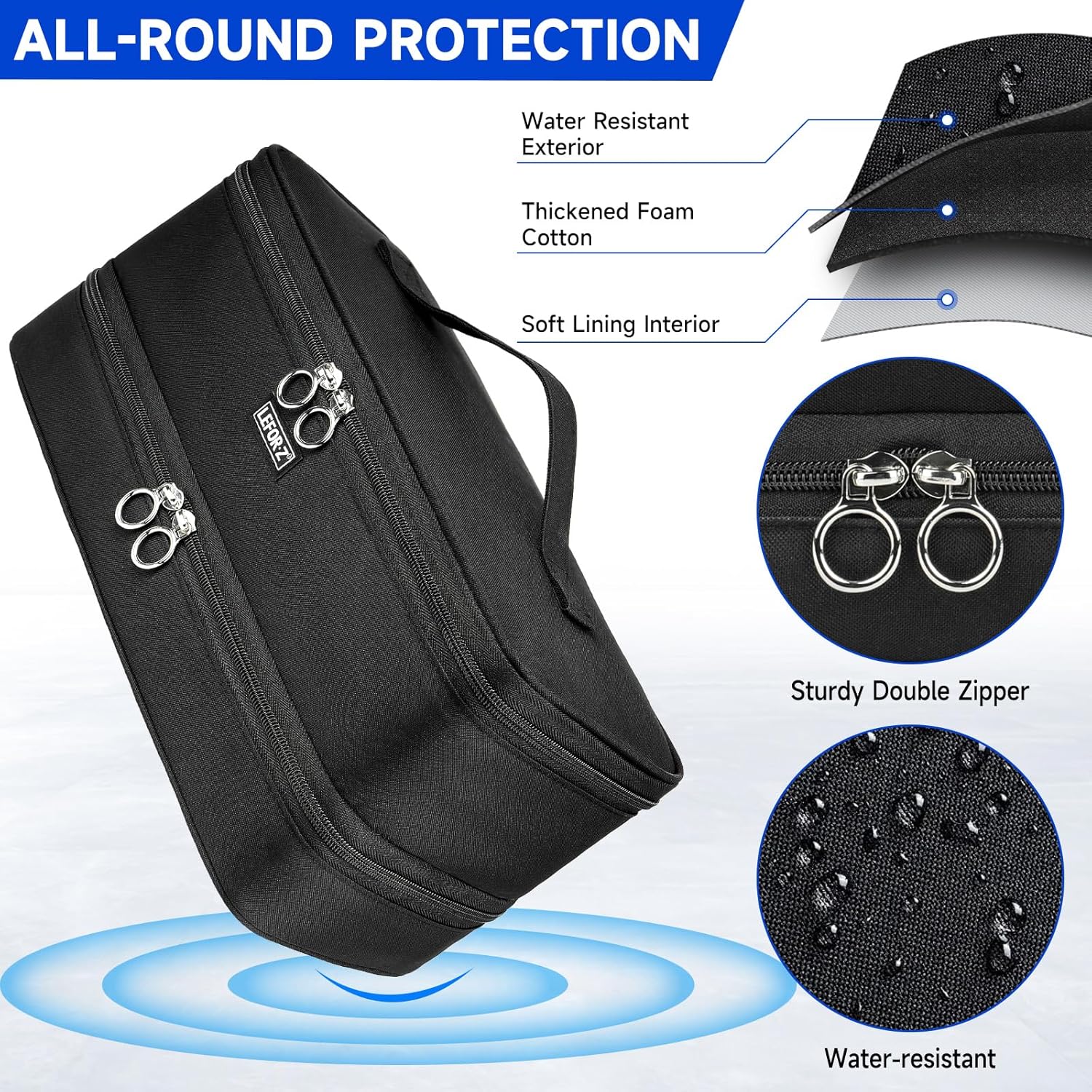 Black Double-Layer Travel Carrying Case for Shark Flexstyle and Dyson Airwrap Hair Dryers - Image 4