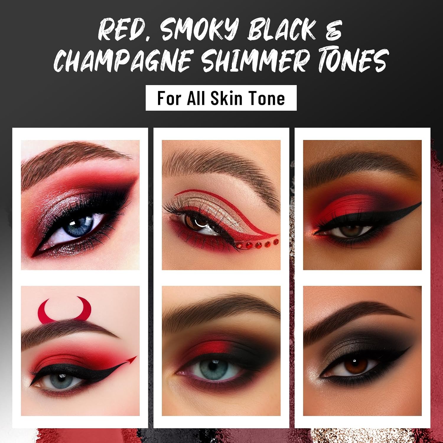 Red Eyeshadow Palette 6 Highly Pigmented Matte Shimmer Colors Travel Size - Image 4
