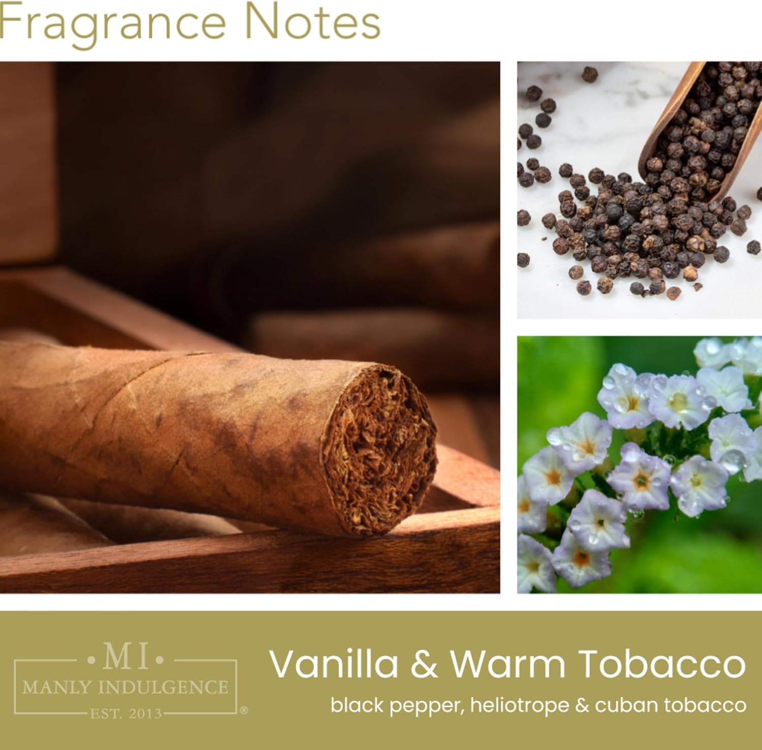 Manly Indulgence Vanilla Warm Tobacco Scented Candle 15 oz 60 Hour Burn - Image 2