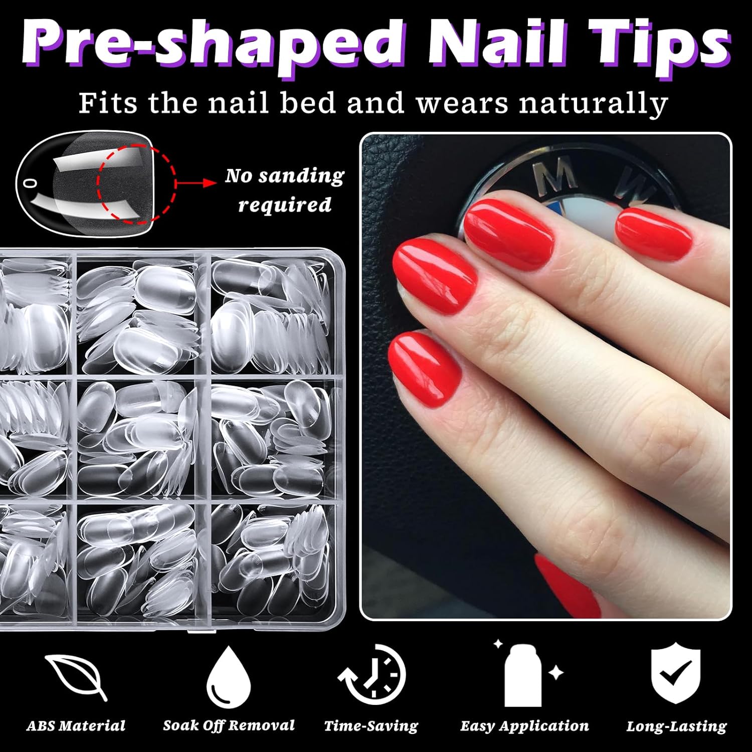 LoveOurHome 360pc Clear Short Oval Gel Extension Press-On Nails - 15 Sizes Included - Image 6