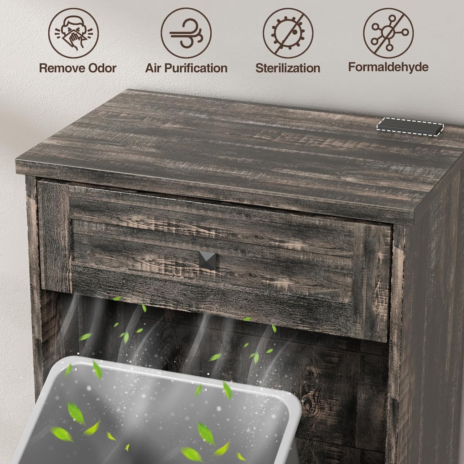 Dark Rustic Oak Dog Proof Tilt Out Trash Cabinet, 10 Gallon Capacity, Negative Ion Technology - Image 2