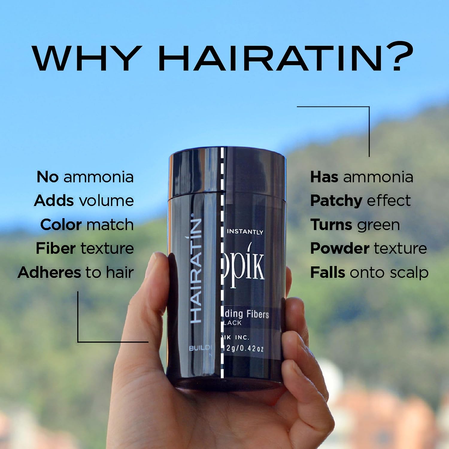 HAIRATIN Dark Brown Building Fibers for Thinning Hair, 28G Instant Concealer - Image 7
