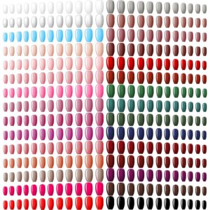 Maitys 720 Pieces 30 Sets Medium Square Press on Nails Glossy Fake Nails Solid Color Artificial Tips Full Cover for Women Girls Ballerina DIY(Classic Colors)