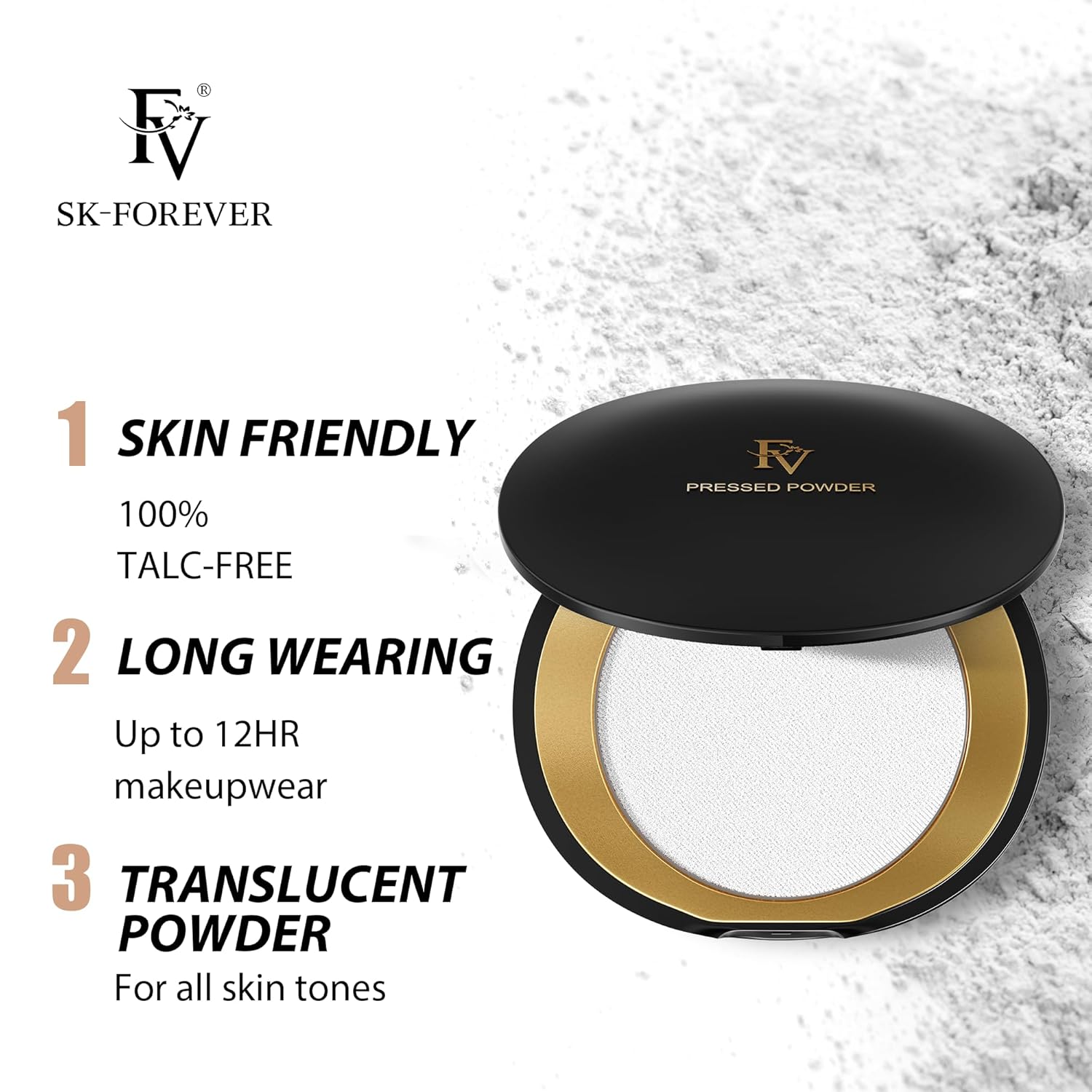 FV Translucent Oil-Control Pressed Face Powder for Light to Tan Skin 0.28 Oz - Image 2