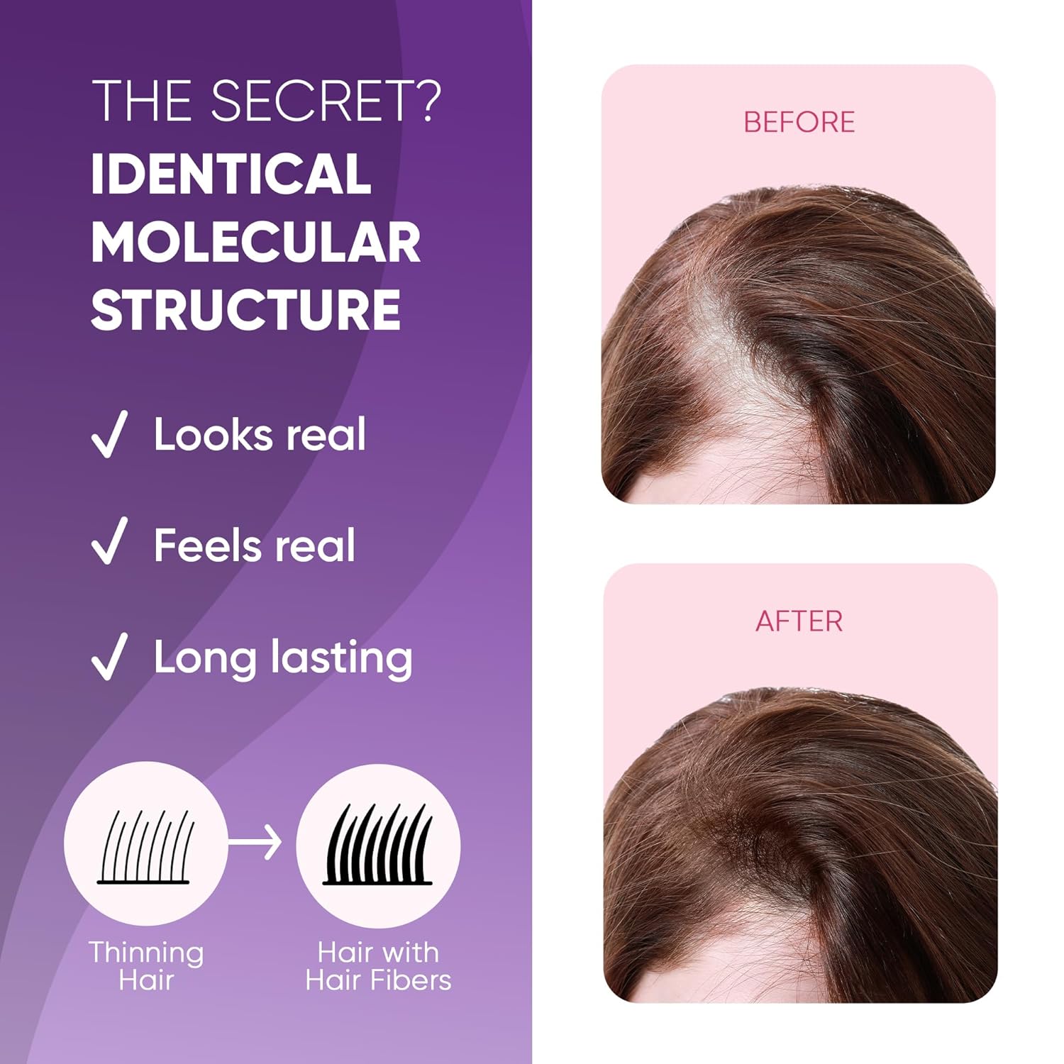 GBG Hair Fibers for Thinning Hair and Bald Spots Dark Blonde 25g Bottle for Instant Volume - Image 3