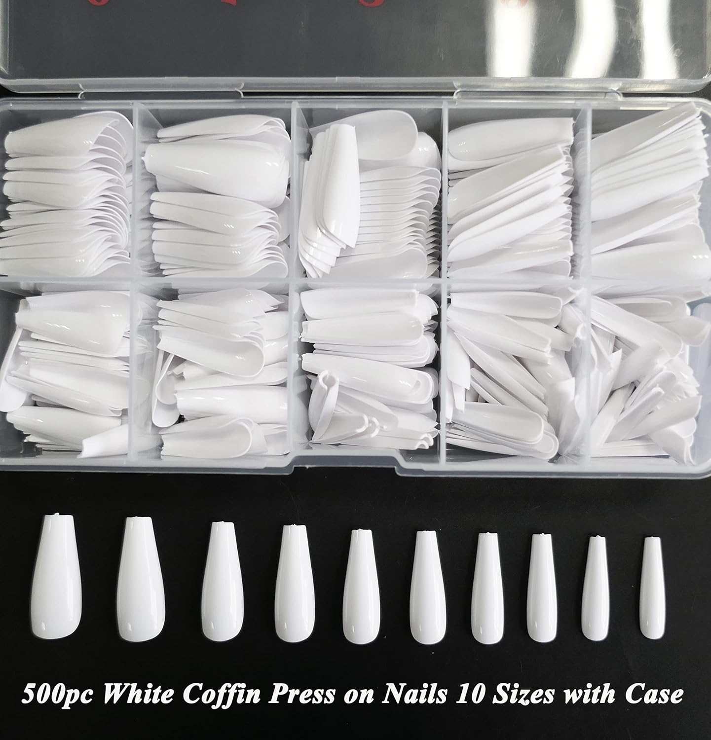 LuckForever 500 Piece Nude Pink Coffin Full Cover Acrylic Nail Tips Press-Ons with Storage Case - Image 2