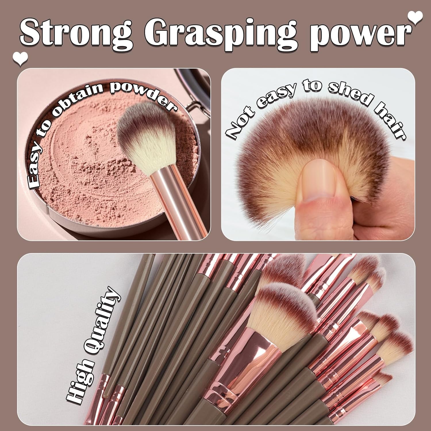 48-Piece Brown Makeup Brush Set Premium Synthetic Tools for Beginners and Professionals - Image 5