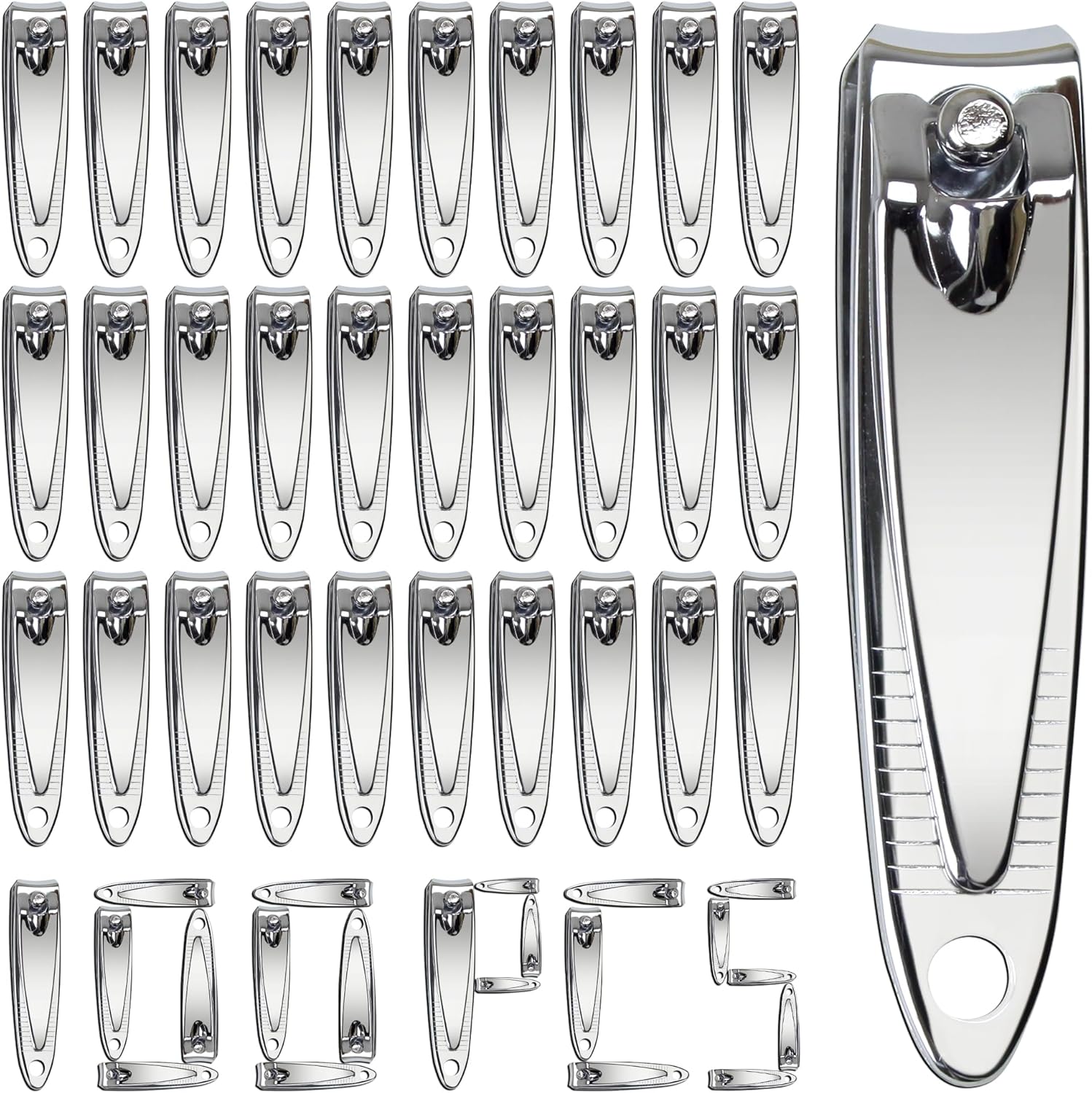 100 Pieces Nail Clippers Bulk - Ultra Sharp Stainless Steel Fingernail & Toenail Clippers Set for Men & Women - Flat Portable Design for Travel, Manicure & Pedicure - for Salons, Spas & Home Use
