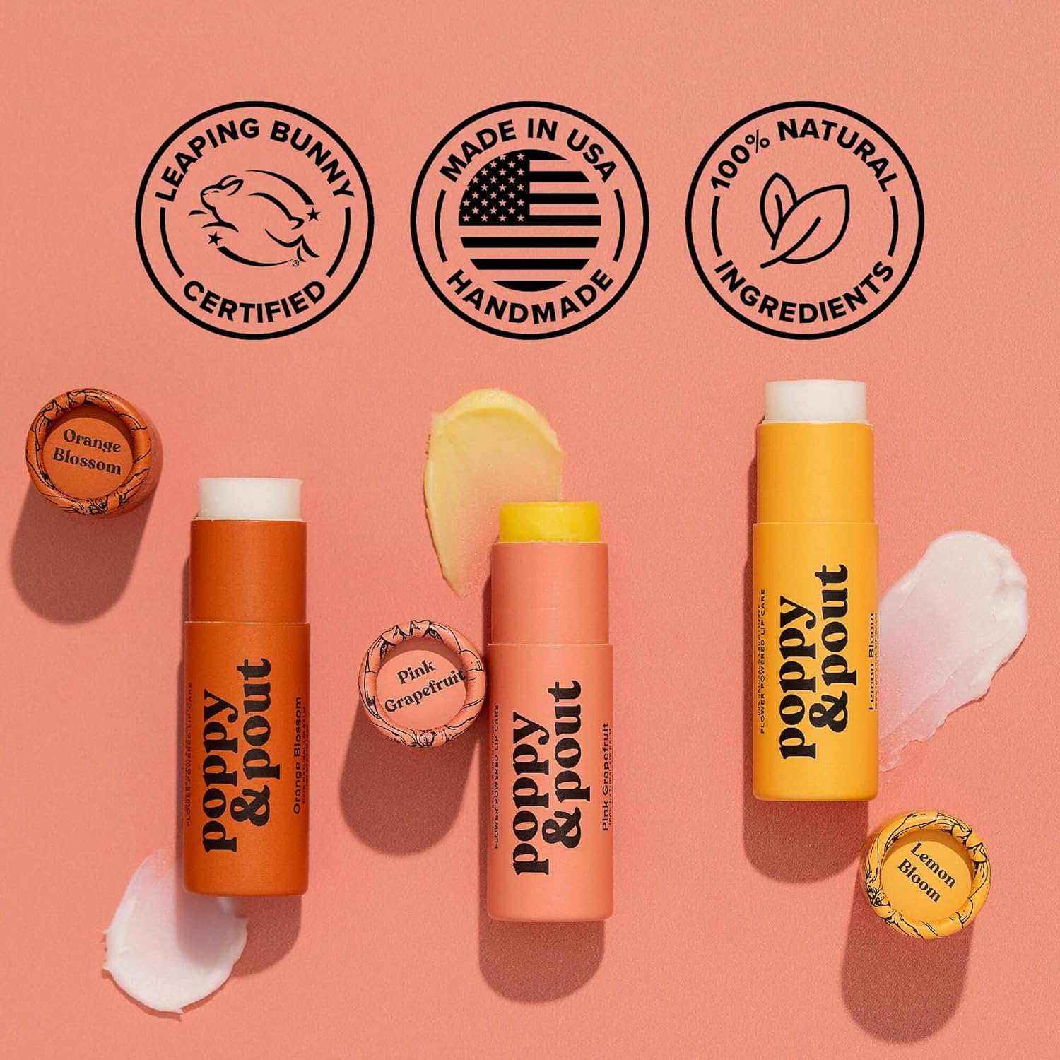 Poppy & Pout Jumbo Pink Grapefruit Lip Balm 0.5 oz | All Natural, Cruelty-Free, Hydrating - Image 5