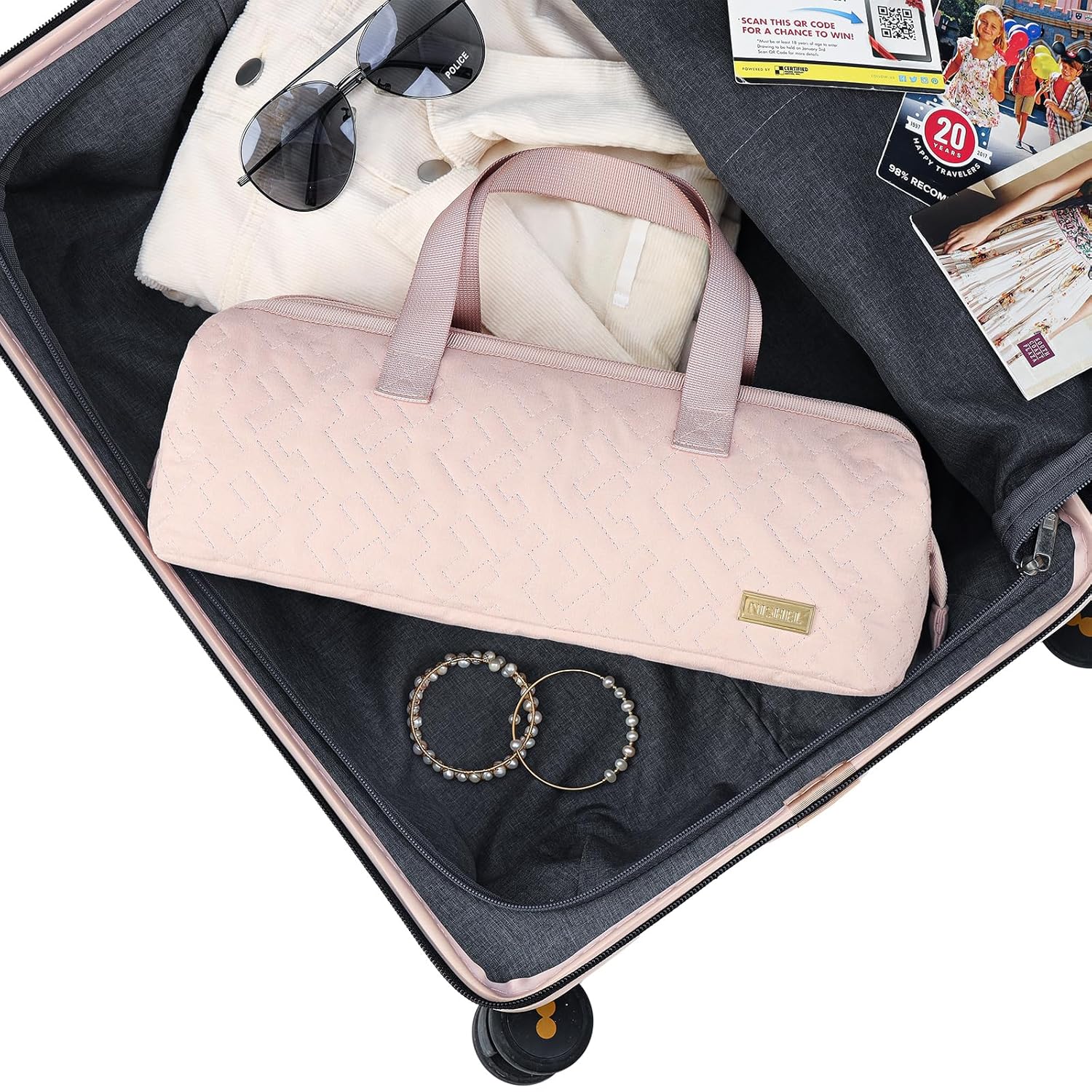 NISHEL Pink Travel Case for Hair Dryer, Curling Iron, and Accessories Organizer - Image 5