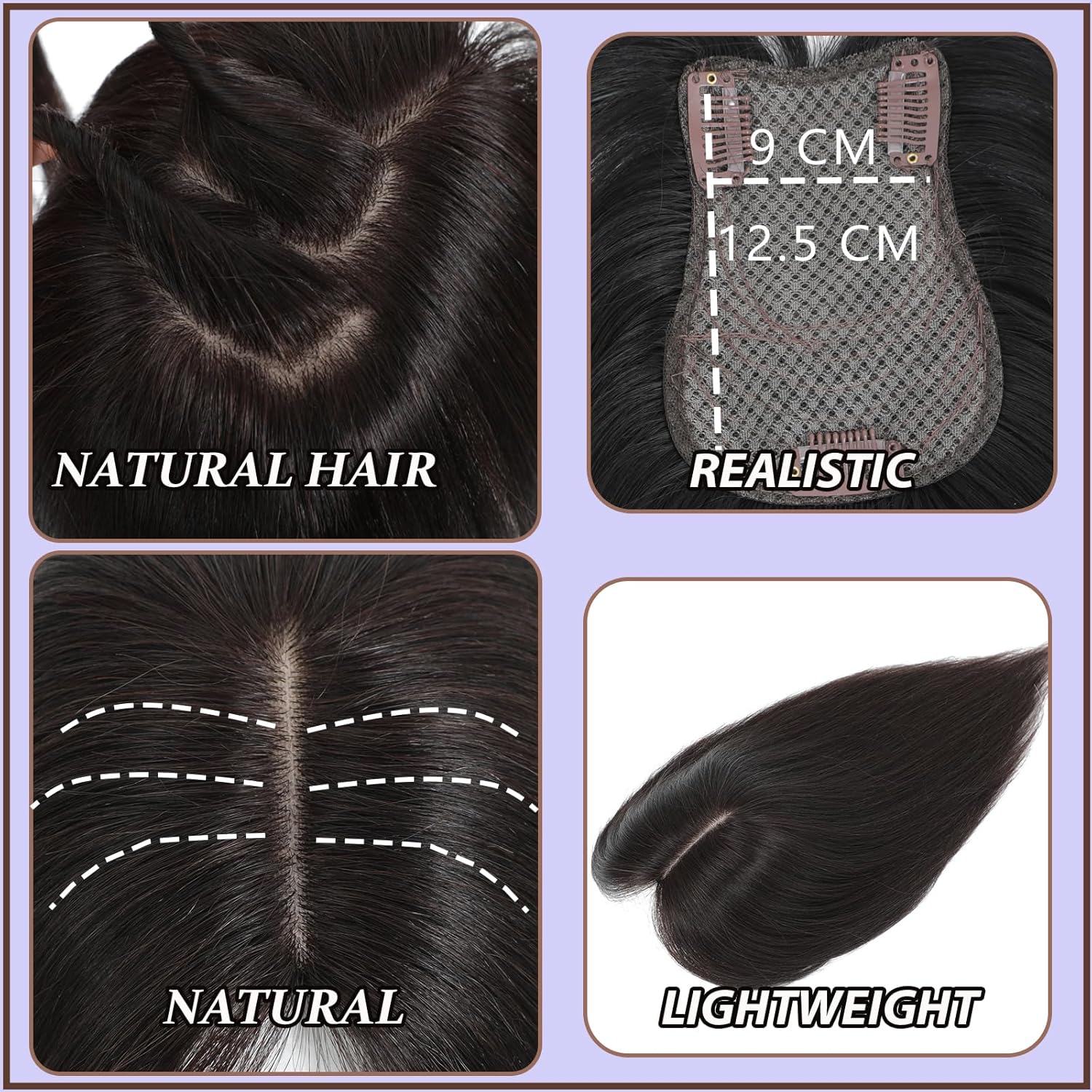 18 Inch 360° 3D Ombre Light Brown to Blonde Hair Topper for Thinning Hair - Image 5