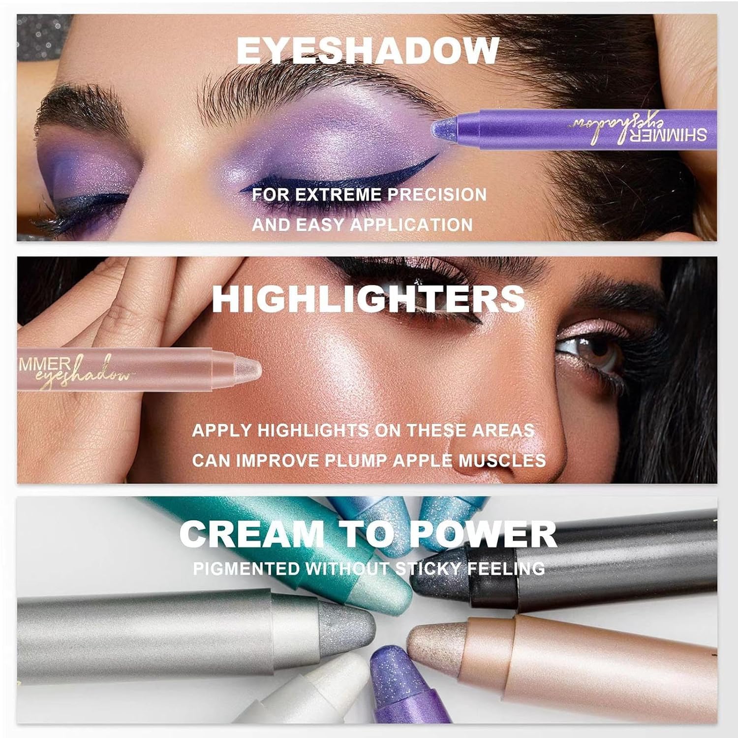 Light Blue Waterproof Creamy Eyeshadow Pencil 0.12 oz Highlighter Liner Brightener - Image 3