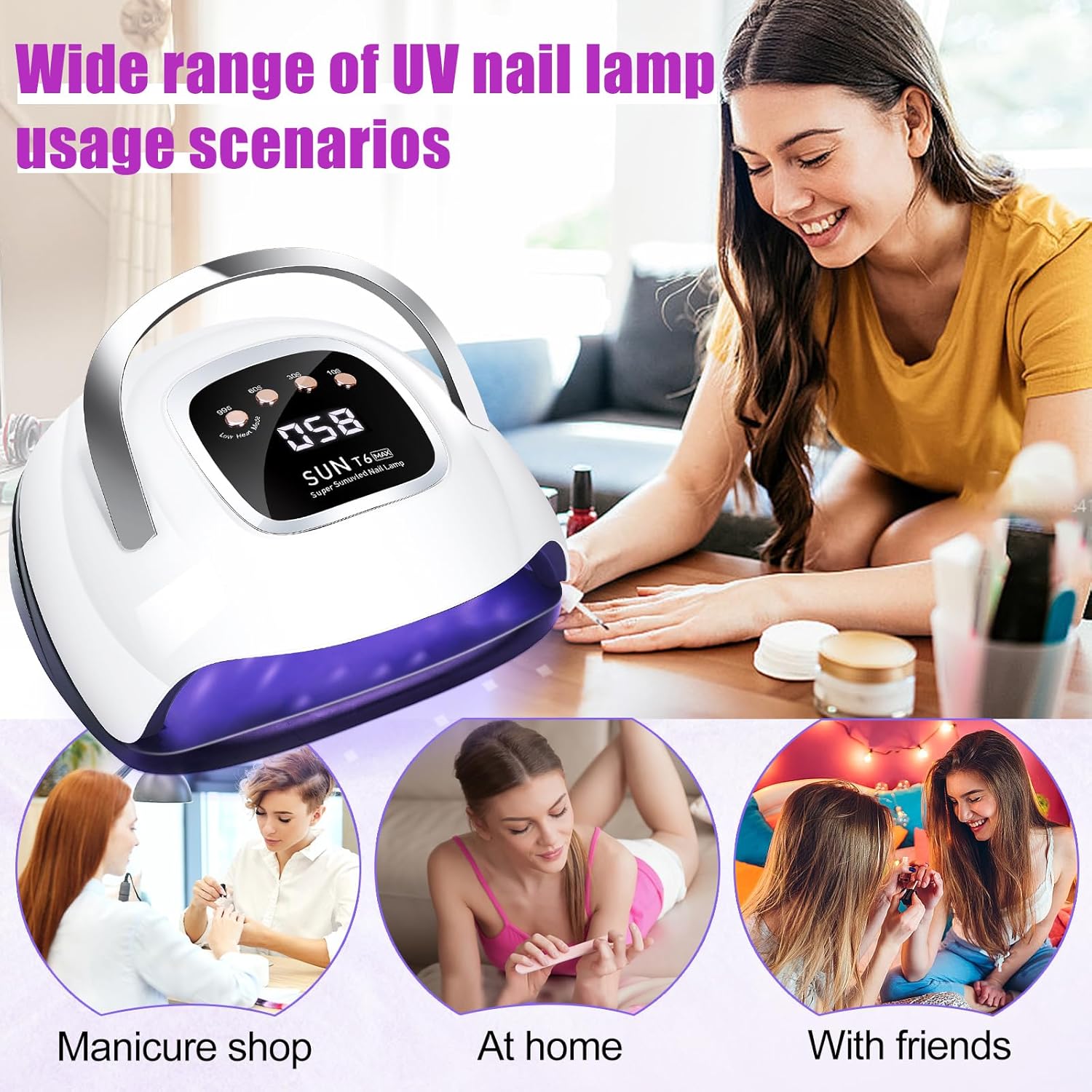 LKE 220W UV LED Nail Lamp for Gel Polish Curing, 4 Timers, Auto Sensor - Image 8